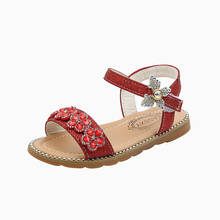 Girls Princess Shoes Spring and Autumn 2022 New Sweet Children's Roman Sandals Little Girls Soft Bottom Flowers Flat Sandals 2024 - buy cheap