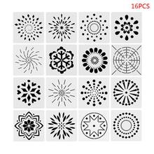 16 pçs/set Mandala Desenho Template Stencil Embossing DIY Scrapbooking Diário Decorativo Pintura de Parede Art Craft 2024 - compre barato