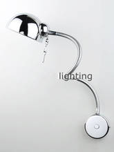 Хромированные Настенные светильники с поворотным рычагом, 1 шт., современные светодиодные Настенные светильники для чтения, гибкая лампа для ванной комнаты, светодиодная зеркальная лампа E27, настенный светильник для спальни 2024 - купить недорого