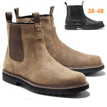 Мужские ботинки челси из искусственной замши высокого качества, черные, цвета хаки ботильоны, Повседневная Уличная обувь для прогулок, размеры 39-48, весна-осень 2024 - купить недорого