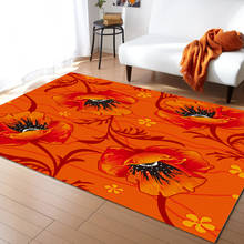 Alfombras elegantes con Flor naranja para sala de estar, manta moderna para dormitorio de niña, cama debajo de la cama 2024 - compra barato