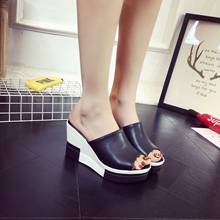 2021 Fashion Sexy Summer Women Slippers Thick Platform Wedges Peep-toe Womans Sandals Outside Super High (8cm-up) Ladies Slides 2024 - buy cheap