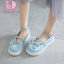 DoraTasia 2021 New Fashion Female Mary Janes Flats Platform Bowknot Candy Colors Flats Women Sweet Cute Lolita Shoes Woman 2024 - buy cheap