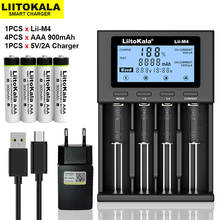 LiitoKala-cargador Lii-M4 18650 con pantalla LCD, cargador inteligente Universal, capacidad de prueba para 26650, 18650, 21700, AA, AAA, etc., 4 ranuras, 5V, 2A 2024 - compra barato