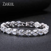 ZAKOL Trendy Roman Wedding Jewelry Marquise Cut Clear Cubic Zircon Leaf Bracelets & Bangles for Women Party FSBP130 2024 - buy cheap