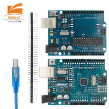 Placa de desenvolvimento de uno r3 atmega328p ch340 ch340g original para arduino uno r3 com cabeçalho reto do pino com cabo 2024 - compre barato