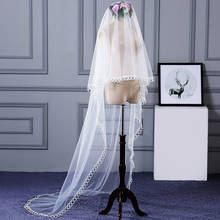 Women Ivory Wedding Bridal Waltz Veil One Layer 3m Sheer Tulle Lady Veil Evening Prom Circle Lace Edge Accessory Headpiece Bride 2024 - buy cheap