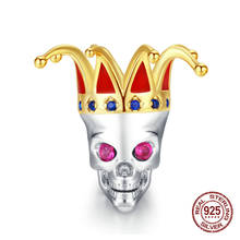 Halloween clown skull charms fit original bangle bracelet beads genuine 925 sterling silver charm jewelry gift making 2024 - buy cheap