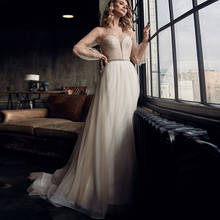 Vestido de noiva linha a, vestido destacável com manga bufante, versão mais recente 2020, design da moda, vestido de noiva longo, sexy 2024 - compre barato