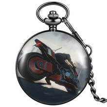 Individualidade relógio de bolso dos homens legal bonito motocicleta padrão clássico número dial quartzo pequeno relógio pingente criança memento 2024 - compre barato