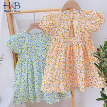 Humor Bear Girls Dress 2022 Summer New Puff-Sleeve Floarl Printed Backless Princess Dress Toddler Kids Clothes 2024 - buy cheap