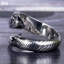 Bocaie anel 2020 em prata pura s925 para homens, joia delicada prateada e sólida da para homens, punk tailandês, homem escuro 2024 - compre barato