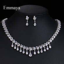 Emmaya New Luxury Sparking Water-drop Cubic Zircon Clear Necklace Earrings Fashion Party  Jewelry Sets Bridal Accessories 2024 - buy cheap