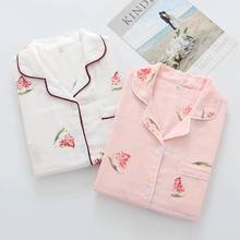 Women Summer Women Pajamas Set Cotton Two-piece Home Suit for Spring Turn-down Long-sleeved Pants Pajamas Sleepwear 2024 - buy cheap