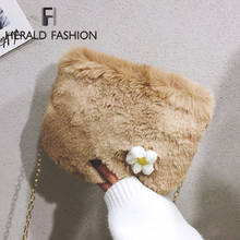 Winter Faux Fur Warm Women Flap Shoulder Bag Chain Flower Small Female Messenger Crossbody Bag Lady Plush Soft Fashion Handbag 2024 - buy cheap