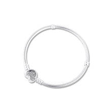 Moment-pulsera con broche de corazón de ratón para mujer, cadena de serpiente auténtica, pulseras de plata 925 para bricolaje, pulseras de moda para fabricación de joyas 2024 - compra barato