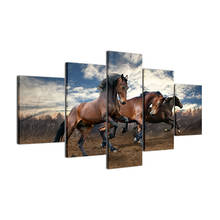 Póster moderno para decoración del hogar, pintura en lienzo con paisaje de nube, impresión HD, imágenes artísticas de pared, Modular, 5 paneles, Animal, caballo 2024 - compra barato