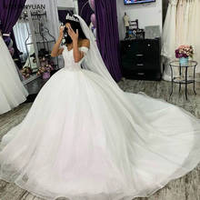 Branco marfim bola vestido de casamento vestidos princesa elegante plus size turquia mulheres fora do ombro vestidos de noiva vestidos de noiva 2024 - compre barato