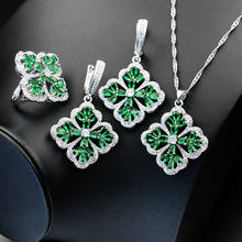 Funmode 3PCS Green Cubic Zircon Flower Design Link Chain Bridal Jewelry Sets For Women Wedding Set pulseras Wholesale FS131 2024 - buy cheap