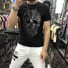 Men T-Shirt Summer New European And American Trend Sequins Hot Drill Fashion Slim Fitting Round Neck High Quality Short Sleeves 2024 - buy cheap