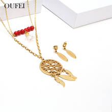 OUFEI-Conjuntos de joyas de acero inoxidable para mujer, conjunto de dijes, colgante, collar y pendientes, accesorios de joyería de moda, regalos 2024 - compra barato