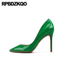 Women Sandals Stiletto Pumps Scarpin Green High Heels Shoes Patent Leather 8cm Pointed Toe Super D'orsay Extreme Ultra Summer 2024 - buy cheap
