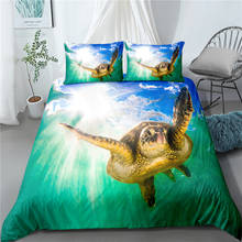 Funda nórdica de tortuga marina de dibujos animados, juego de ropa de cama de alta calidad, decoración para dormitorio de niños, edredón, de tamaño doble juego de cama, matrimonio 2024 - compra barato