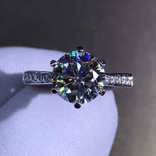 Anel de ouro branco 18k, anel de diamante para noivado 1ct 2ct 3ct de moissanite, presente de aniversário, teste positivo de alta qualidade 2024 - compre barato