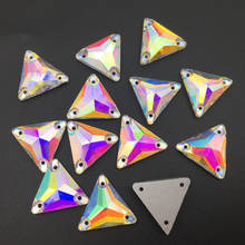 3270 12 16 22 mm AB Triangle Glitter Glass 3 Holes Flatback Beads Stones Sew On Crystal Sewing Rhinestones For Needlework 2024 - buy cheap