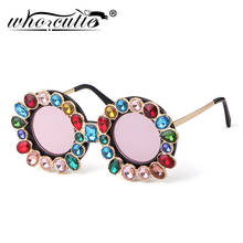 WHO CUTIE-gafas de sol barrocas de lujo para mujer, anteojos de sol femeninos con diamantes de imitación, montura redonda, diseño de marca de alta calidad, 2019 circulares, S113 2024 - compra barato