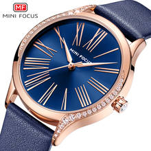 Мини фокус роскошные стразы с синим кожаным ремешком наручные часы модные женские часы Женские кварцевые наручные часы Relogio Feminino 2024 - купить недорого