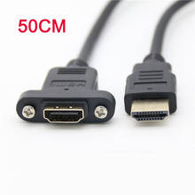 Conector de extensión macho a hembra HDMI 1,4 chapado en oro, montaje en Panel de bloqueo de tornillo, Cable HD AV de 50cm con tornillos 2024 - compra barato