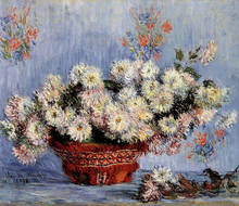 Chrysanthemums Claude Monet Canvas Flower Oil Painting Reproduction Still Life Wall Art for Kitchen, Dining Room Decor Handmade 2024 - buy cheap