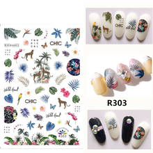 Adesivo 3d de folha para unhas, decoração de unha autoadesivo para unhas de leopardo, folha verde, coqueiro, moda feminina e feminina 2024 - compre barato