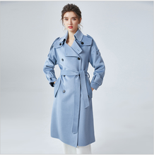 Abrigo largo de lana para mujer, chaqueta holgada de Cachemira, azul, diseño de otoño e invierno, 2020 2024 - compra barato