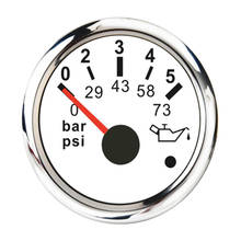 Medidor de pressão de óleo para barco, iate, à prova d'água, proteção, branco, 52mm 0 ~ 5 bar 2024 - compre barato