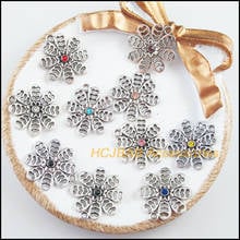 20Pcs Tibetan Silver Tone Retro Snowflake Mixed Crystal Charms Pendants 21x23mm 2024 - buy cheap