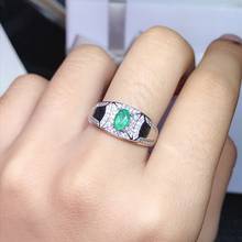 Tested 0.5 Carat Natural Emerald Men's Ring, 925 Sterling Silver Precious Oval Gemstone Fine Jewelry with Certificate and Box 2024 - buy cheap