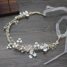 Wedding Headband For Bride Hair Accessories Rhinestone Headbands For Women Gold Hairband Tiaras Bridal White Flower Hairband 2024 - buy cheap