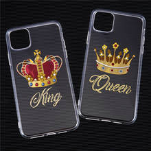 Jamular capa de celular de tpu macio, capa fofa de king e queen com coroa para iphone 11 pro 7 x xs max xr se 2020 8 6 plus 2024 - compre barato