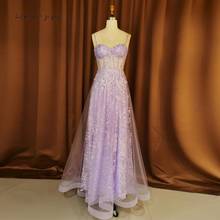 Lemon Joyce Elegant Lilac Purple Prom Dresses 2021 Sexy Sleeveless Spaghetti Strap Sequins A-line Prom Party Gowns 2024 - buy cheap