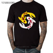 Camiseta Geek Yin y Yang Koi Fish para hombre, camisa de alta calidad, precio barato, Camiseta de algodón de manga corta para adultos, camisetas Hipster Flyfish 2024 - compra barato