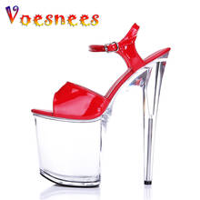 2020 Catwalk Shows Steel Tube Dancing Woman Shoes  Platform Sandals Summer Style Sexy Ultra High Heels 20 cm Transparent Sandals 2024 - buy cheap