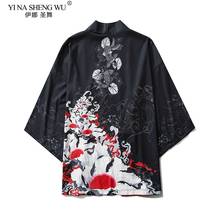 Moletom japonês para homens e mulheres, trajes de verão, estampa japonesa yukata, camisa solta, cardigã samurai, japonês, tradicional 2024 - compre barato