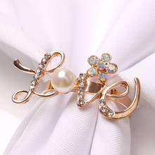 10pcs Valentine's Day Series Table Accessories Love Napkin Ring Heart-shaped LOVE Rhinestone Napkin Button Pearl Napkin Ring 2024 - buy cheap