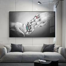 Abstract Oil Paintings on Canvas Kiss Lover and Hand In Hand Posters and Prints Cuadros Pictures for Living Room Decoration 2024 - buy cheap