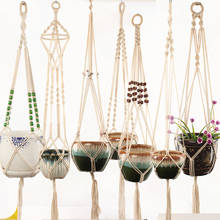 Macrame Plant Hanger Cotton Rope Indoor Outdoor Hanging Planter Basket Net Pocket Home & Garden Decoration G0007 2024 - buy cheap