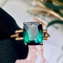 Tourmaline Ring 3.8ct Pure 18 K Gold Jewelry Natural Green Blue Tourmaline Gemstones Diamonds Female Rings for Women Fine Ring 2024 - buy cheap