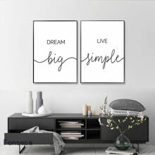 Minimalist Dream Big Live Simple Quotes Canvas Paintings Black and White Poster Bedroom Wall Art Decor Pictures For Home Design 2024 - buy cheap