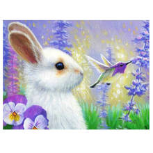 Diamond Painting Flower white rabbit bird  Rhinestones Pictures Diamond Mosaic Full Display Home Decor Diamond Embroidery Sale 2024 - buy cheap